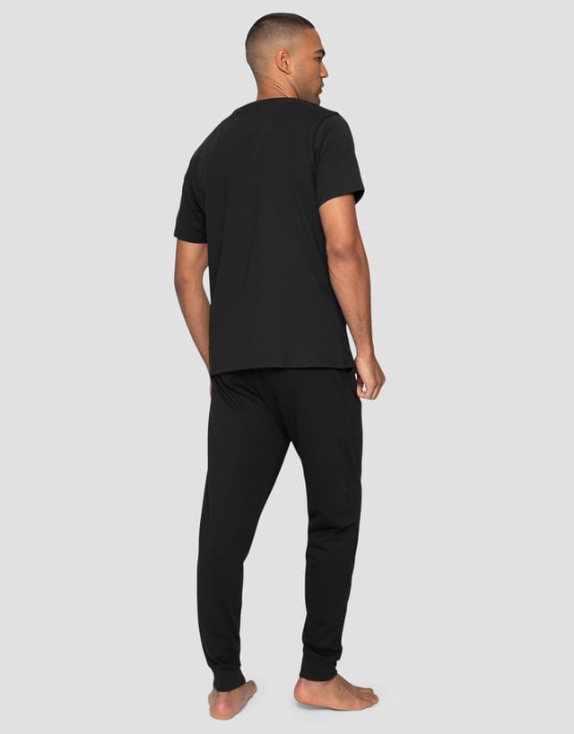 Threadbare Threadbare Men's 'Elton' Cotton Blend Jersey Pyjama Set in Black - 2