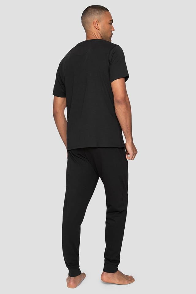 Threadbare Threadbare Men's 'Elton' Cotton Blend Jersey Pyjama Set in Black - 3