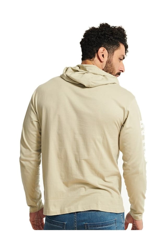 Caterpillar Caterpillar Men's Hooded Long Sleeve Tee in Beige - 2