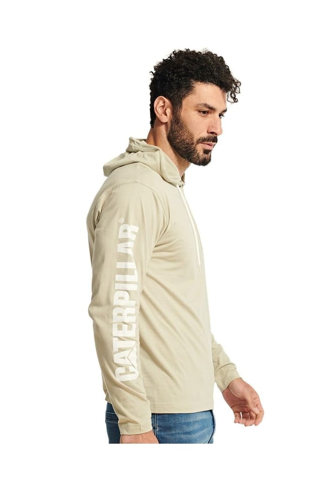 Caterpillar Caterpillar Men's Hooded Long Sleeve Tee in Beige - 3