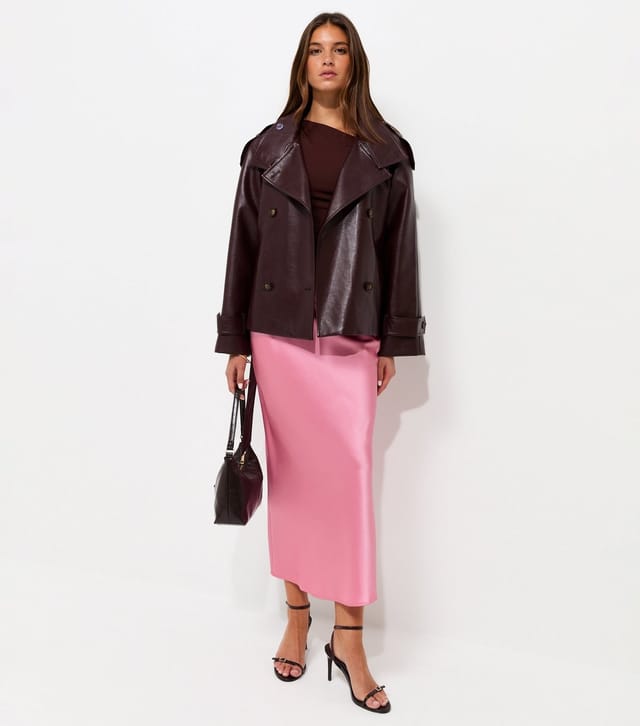 New Look Women's Pink Satin Bias Cut Midi Skirt New Look - 3