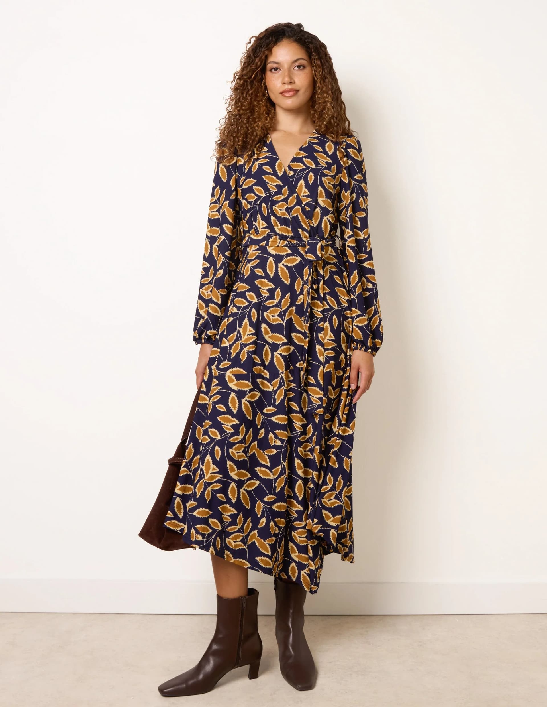 Blue Vanilla Asymmetric Wrap Midi Dress