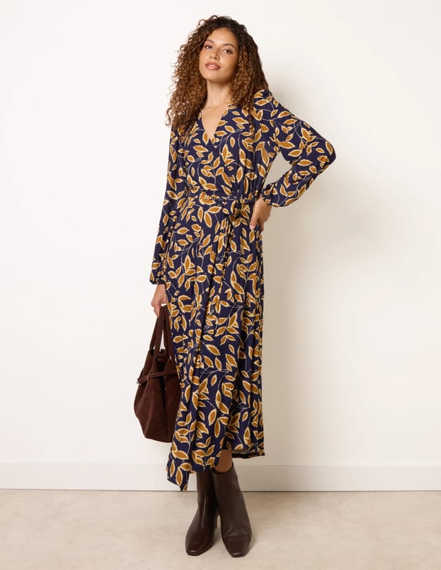 Blue Vanilla Asymmetric Wrap Midi Dress - 2