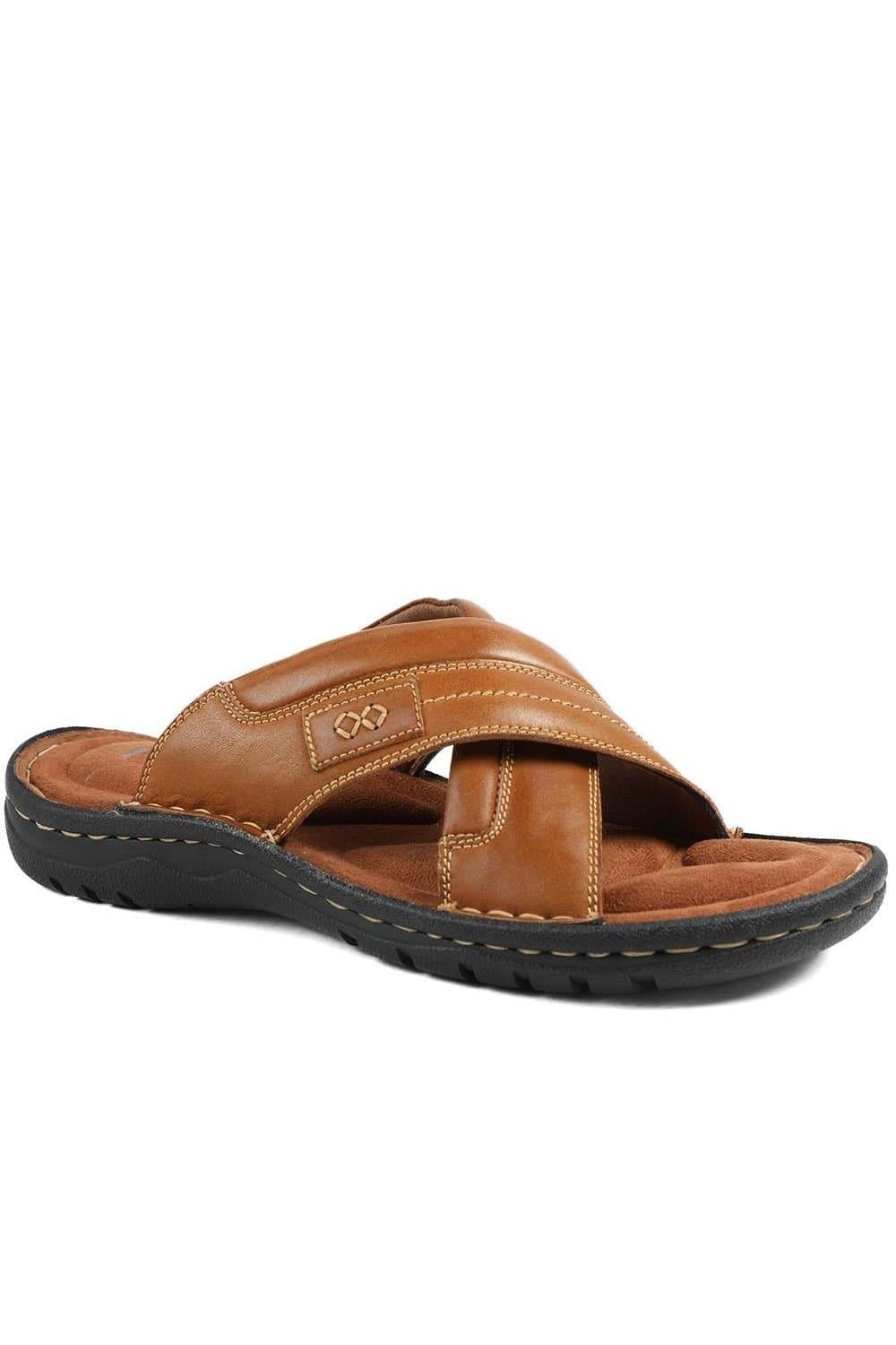 Pavers Pavers Men's Leather Mule Sandals in Tan