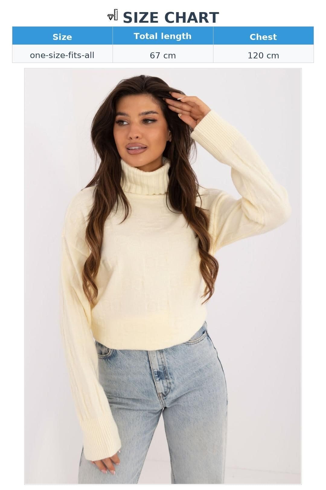 Love Lace Love Lace Women's Textured Acrylic Blend Turtleneck Sweater in Cream - 4
