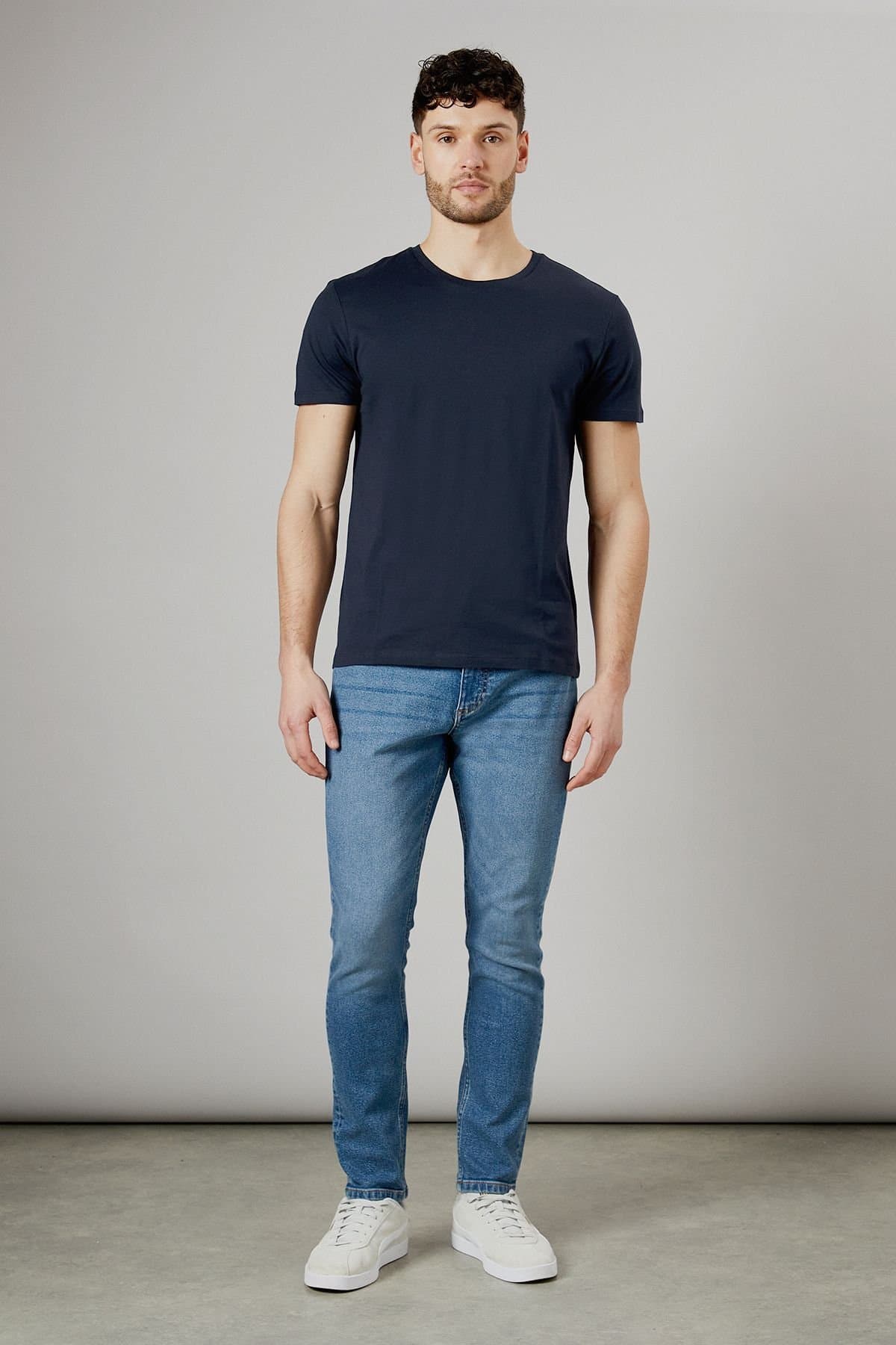 Burton Burton Men's Light Blue Stone Wash Slim Fit Jeans