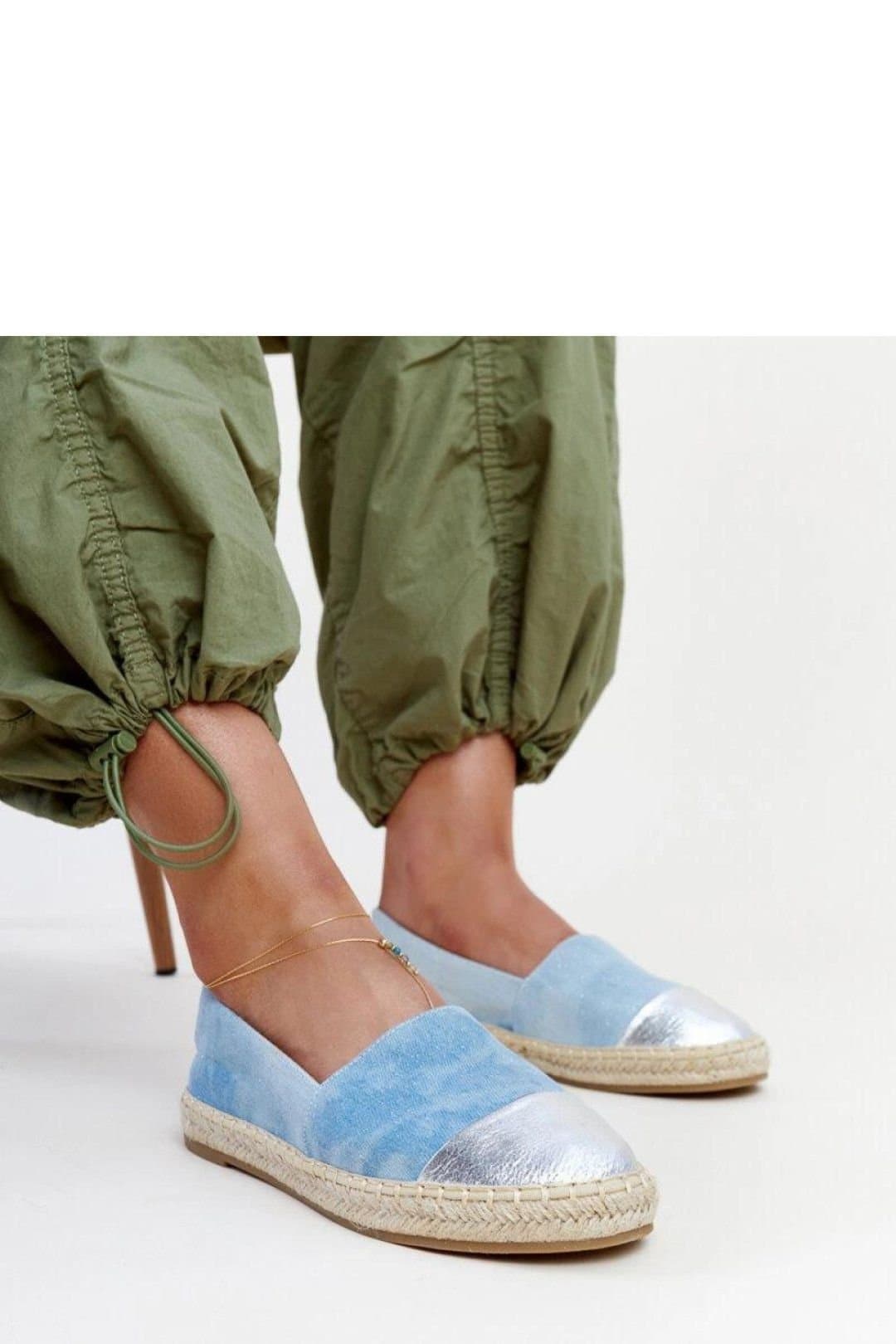 Love Lace Love Lace Women's Surana Espadrilles Slip On Blue Silver Shine Rubber Sole