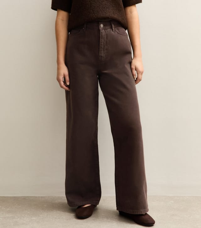 New Look Women's Petite Brown Adalae High Waisted Wide Leg Jeans New Look - 3