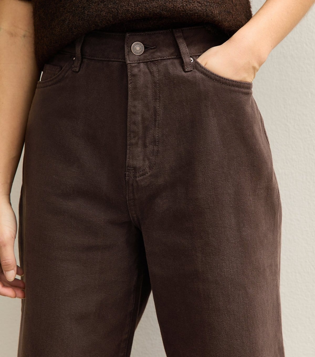New Look Women's Petite Brown Adalae High Waisted Wide Leg Jeans New Look - 4
