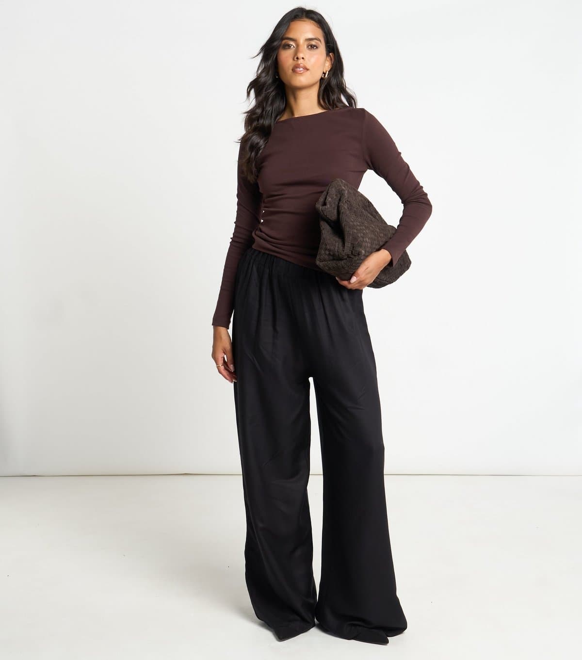ARCH Women's Black High Waist Wide Leg Trousers ARCH New Look