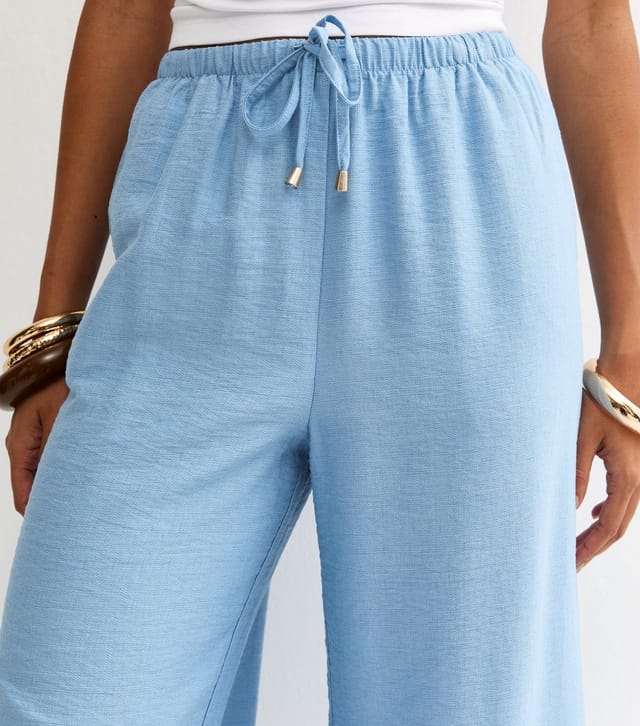New Look Women's Light Blue Drawstring Wide Leg Trousers New Look - 2