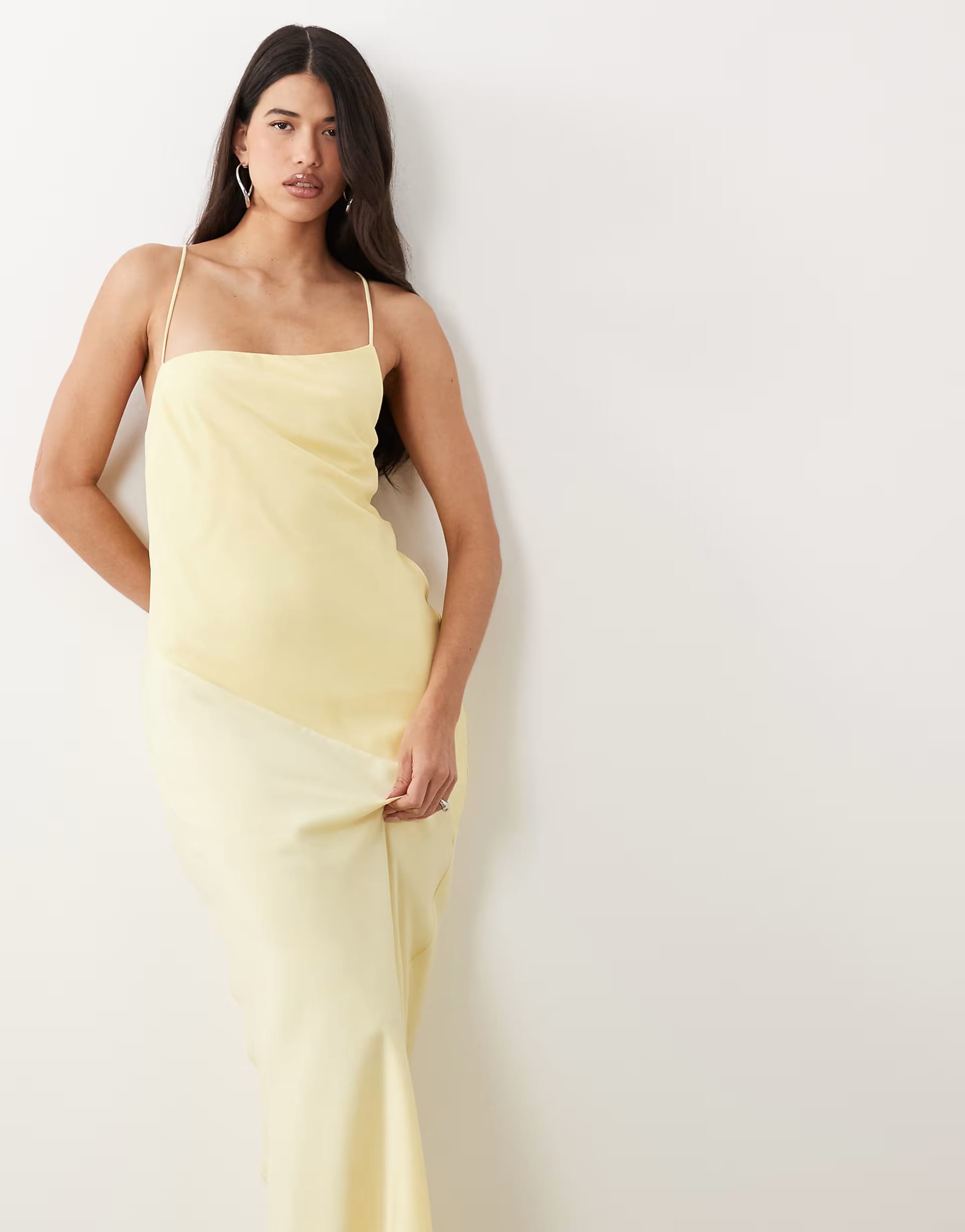 ASOS DESIGN Buttermilk Satin Panel Cami Maxi Dress