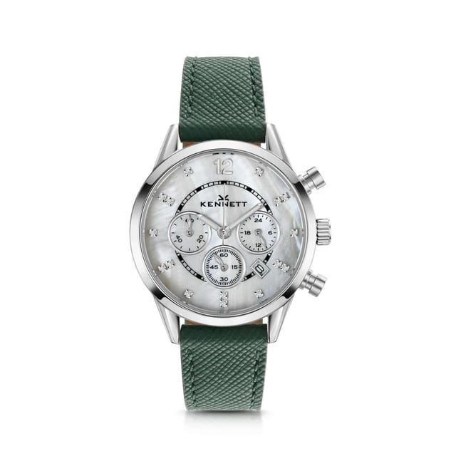 Kennett Kennett Women's Lady Savro Chronograph Watch - Mother of Pearl Dial, 34mm in Green - 2