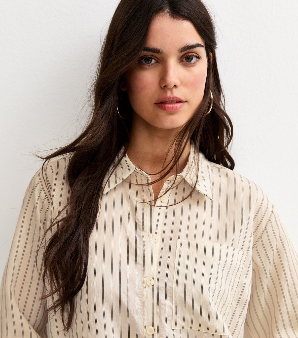 New Look Women's White Pinstripe Oversized Pocket Shirt New Look - 3