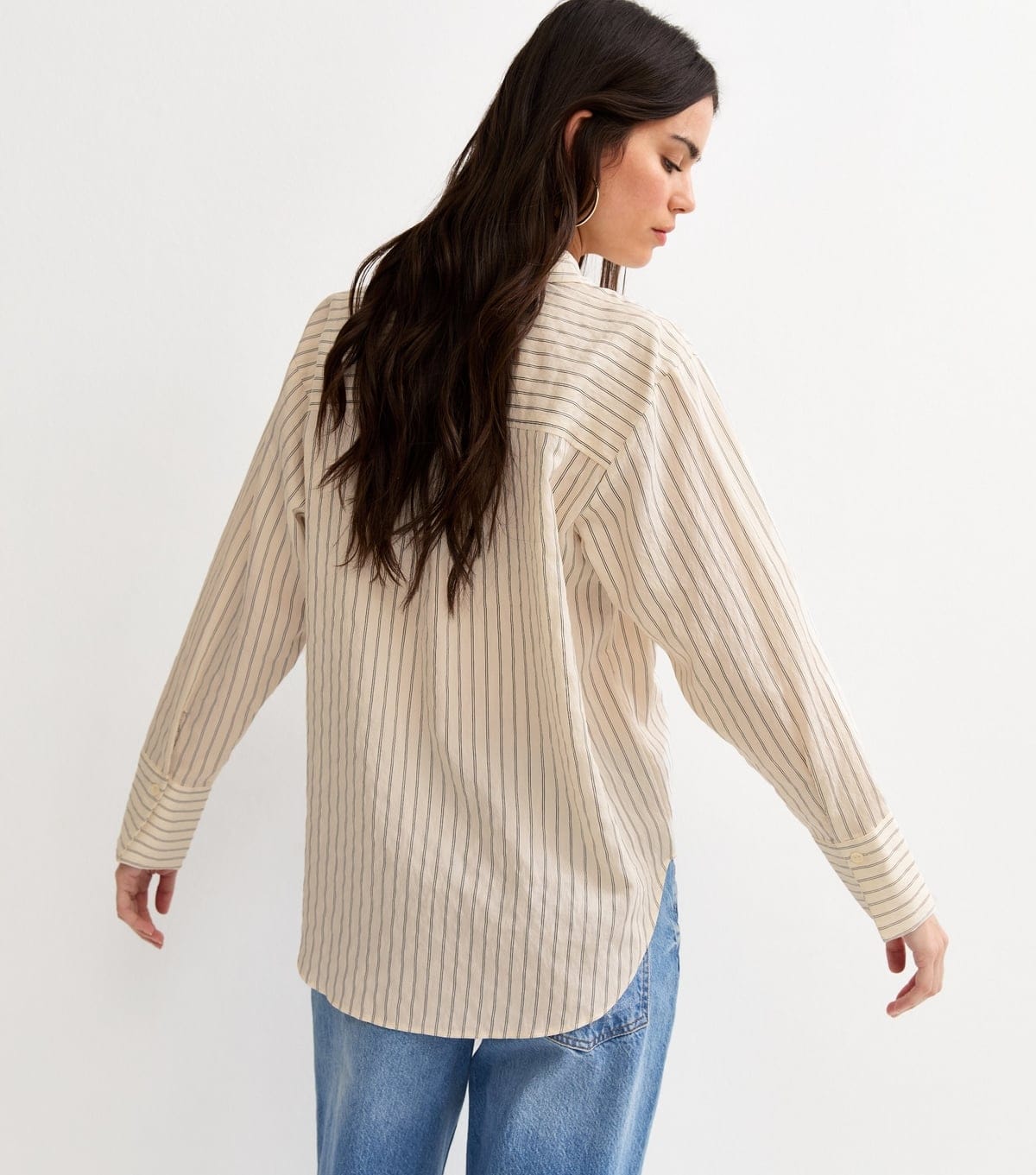 New Look Women's White Pinstripe Oversized Pocket Shirt New Look - 4