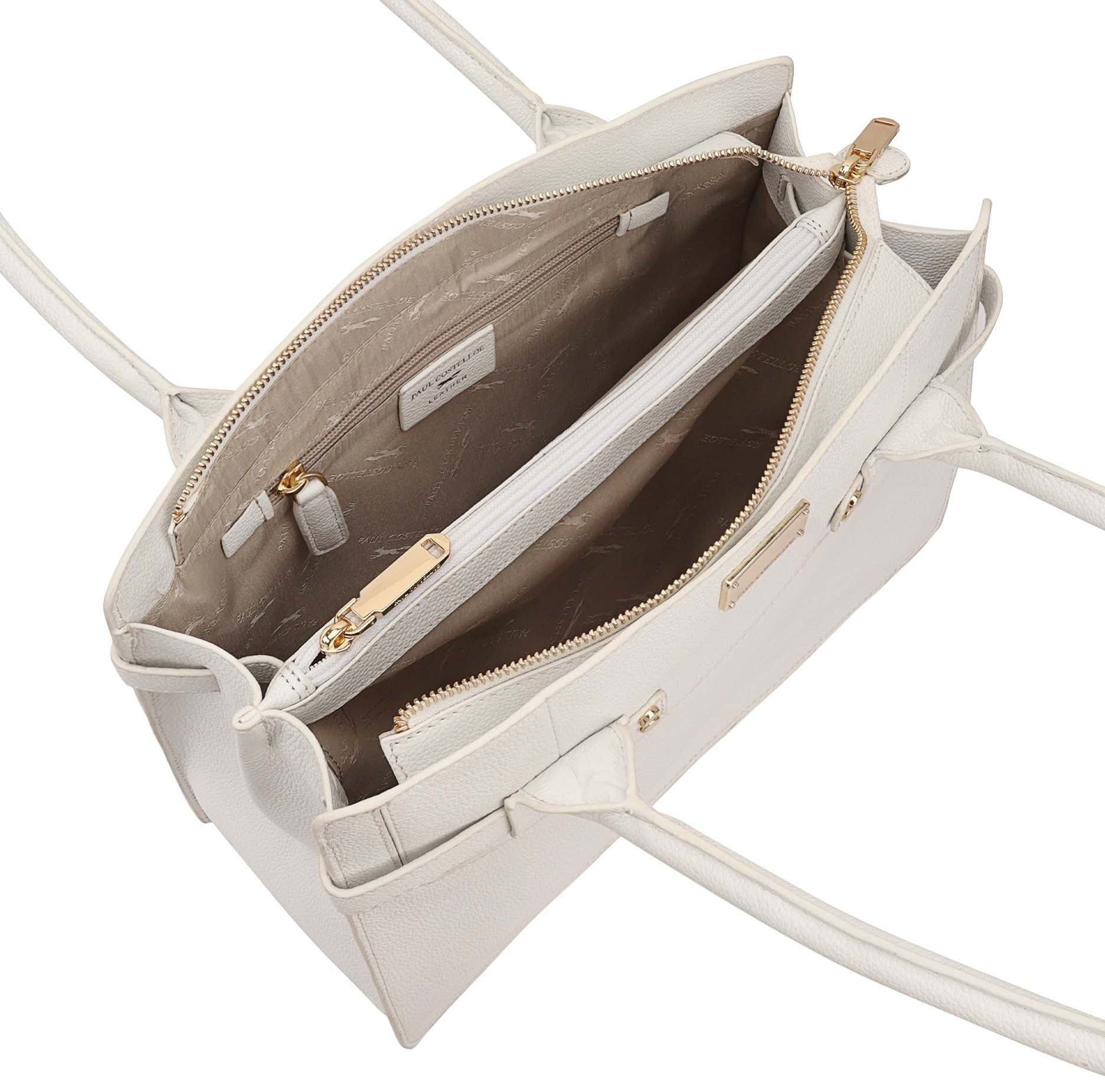 Paul Costelloe Paul Costelloe Women's Tirso Leather Shoulder Bag in Off-White - 4