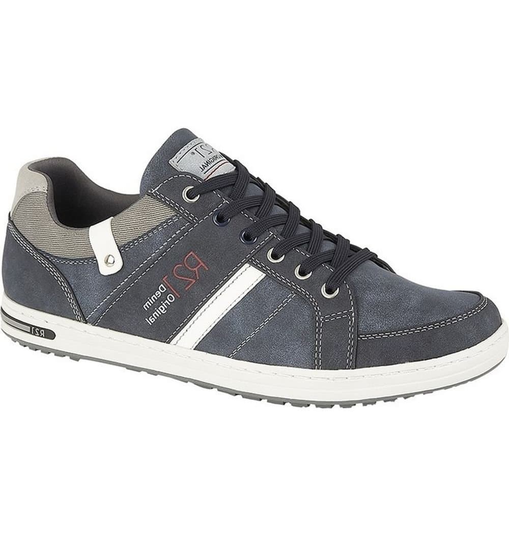 Route 21 Route 21 Men's Denim Original Lace Up Casual Trainers in Navy