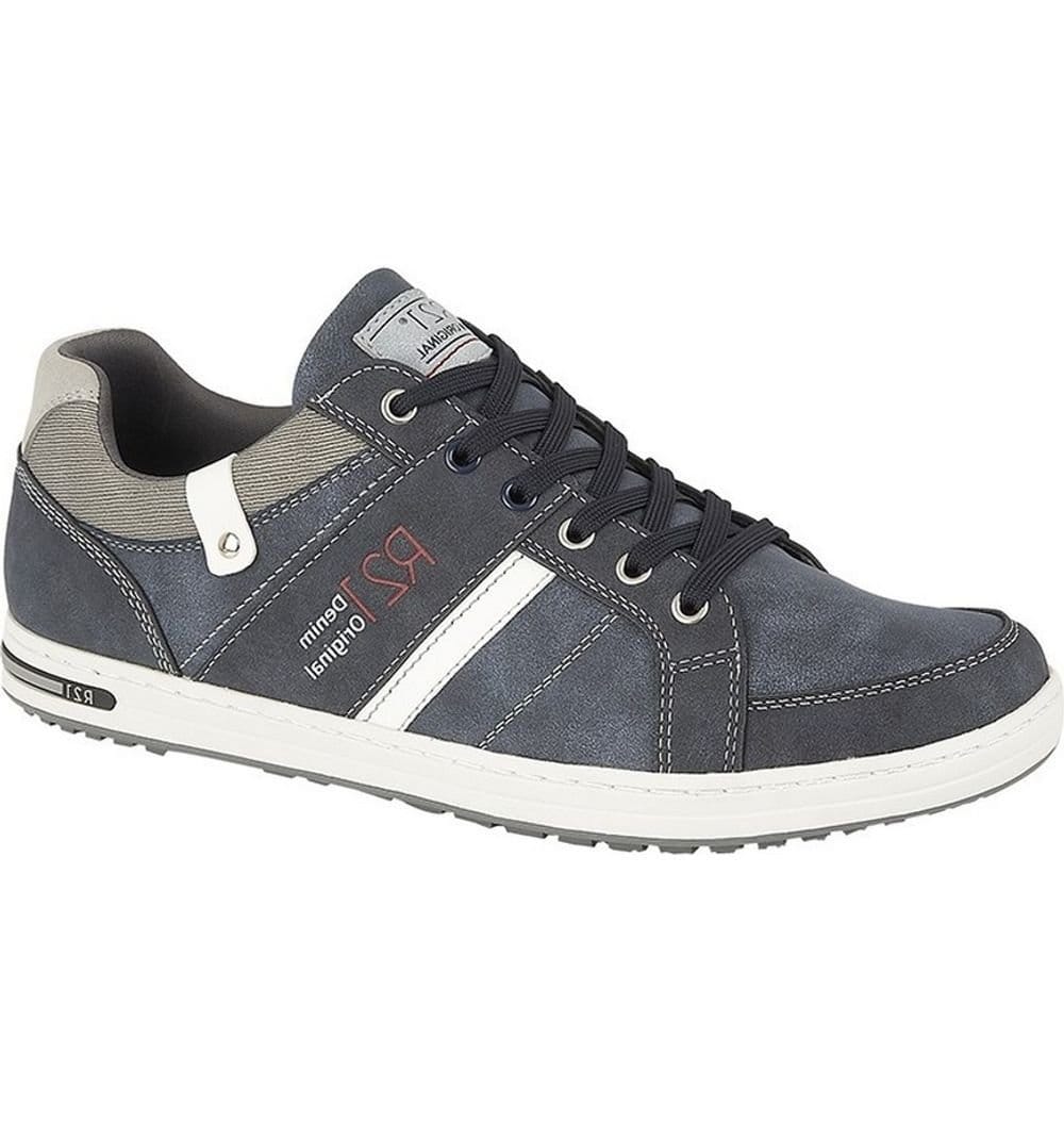 Route 21 Route 21 Men's Denim Original Lace Up Casual Trainers in Navy - 1