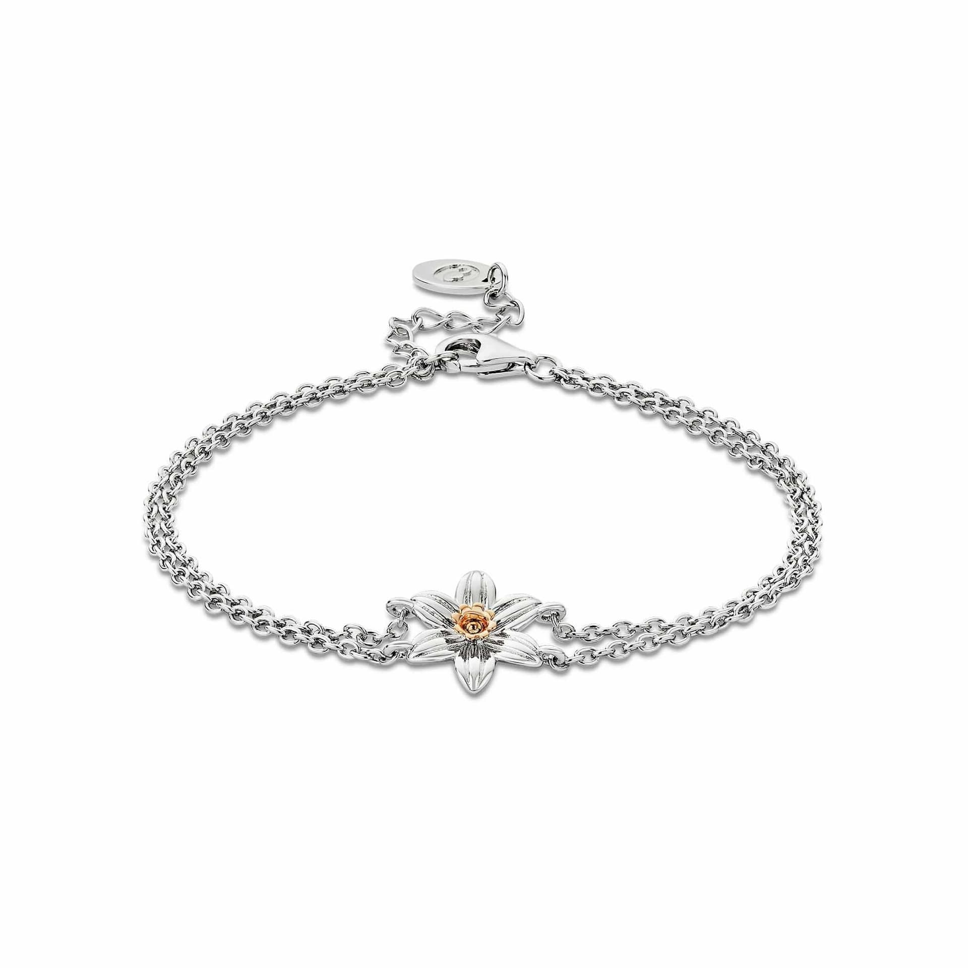 Clogau Clogau Women's Nature's Wonder Sterling Silver Daffodil Double-Chain Bracelet in Metallics