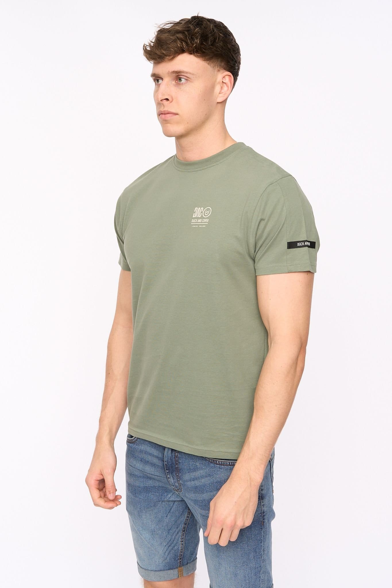 Duck and Cover Duck and Cover Men's Lynnfold Crew Neck T-Shirt with Subtle Branding in Olive - 2