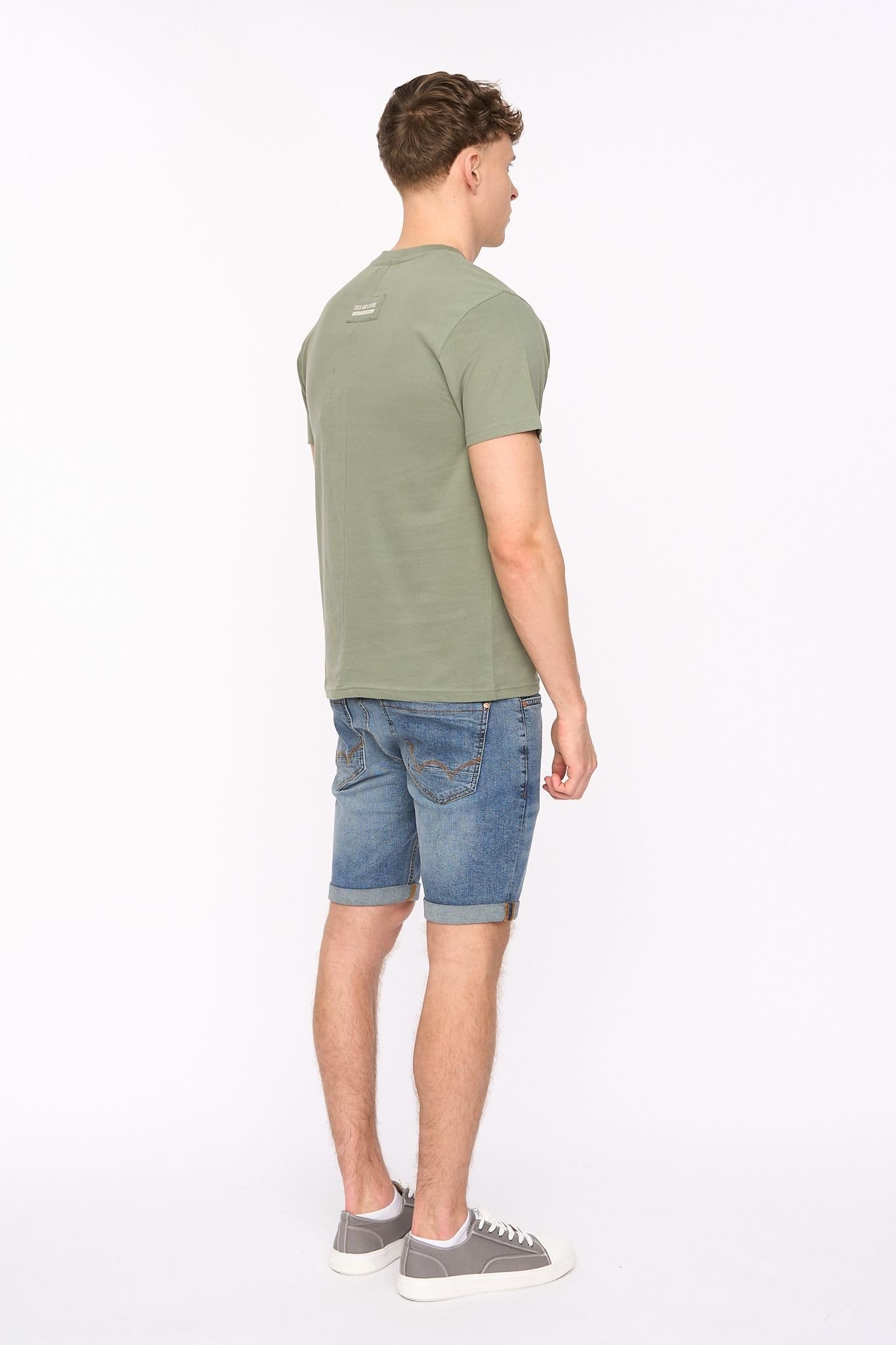 Duck and Cover Duck and Cover Men's Lynnfold Crew Neck T-Shirt with Subtle Branding in Olive - 3