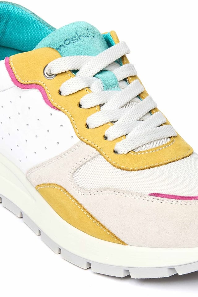 Moshulu Moshulu Women's 'Teresa' Lace Up Mesh Panel Trainers in Off-White - 2