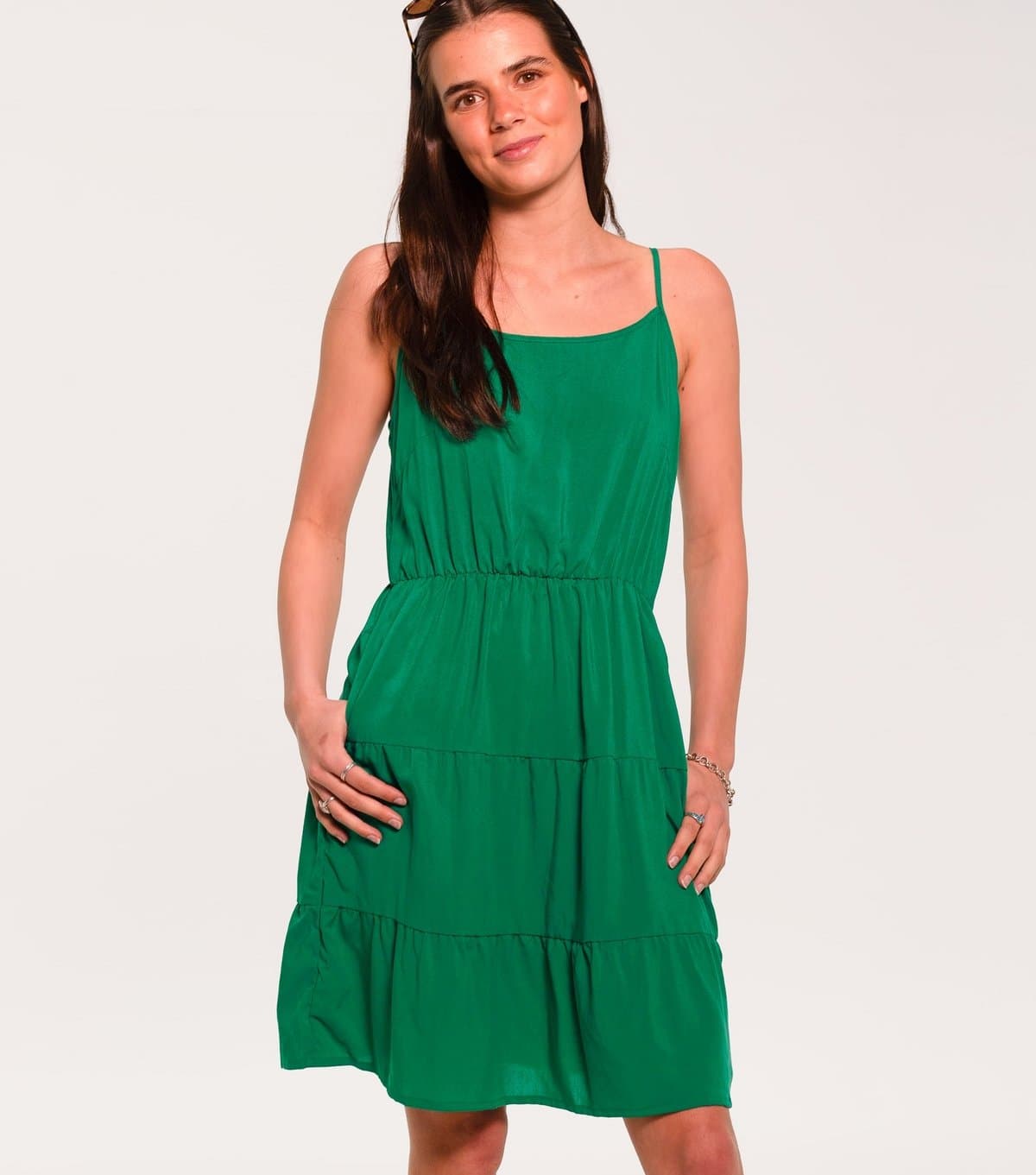 Sunshine Soul Women's Green Tiered Cami Mini Dress Sunshine Soul New Look