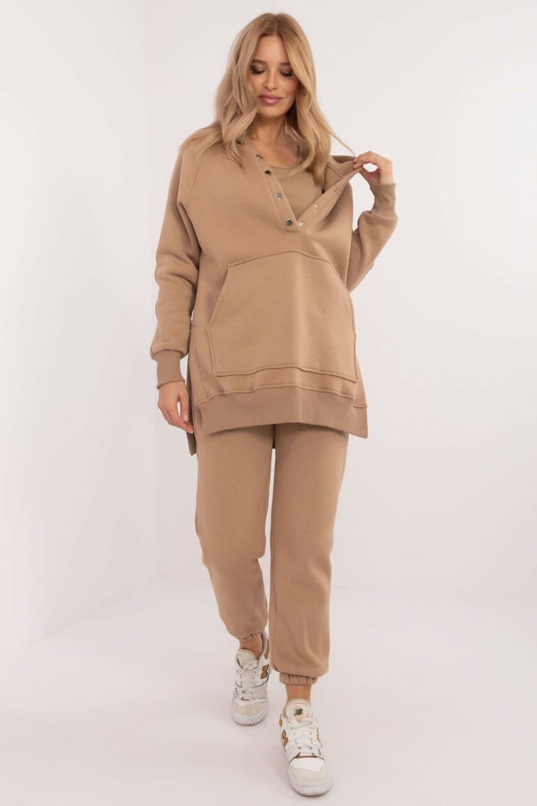 Love Lace Love Lace Women's Cotton Melange Warm Casual 3 Piece Set Style 202070 in Beige