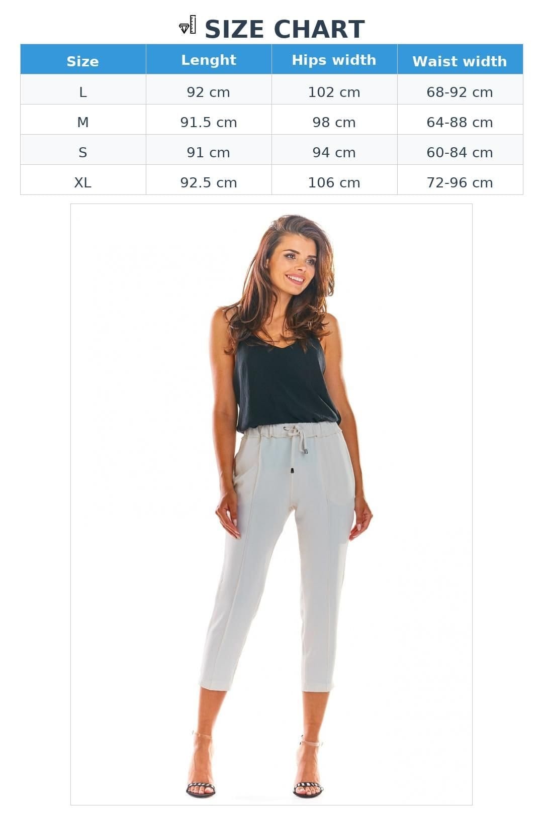 Love Lace Love Lace Women's Elegant Cigarette Trousers with Ruffle Waist in Beige - 4