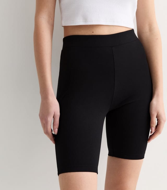 New Look Women's Black Cotton Blend Wide Waistband Cycling Shorts New Look - 2