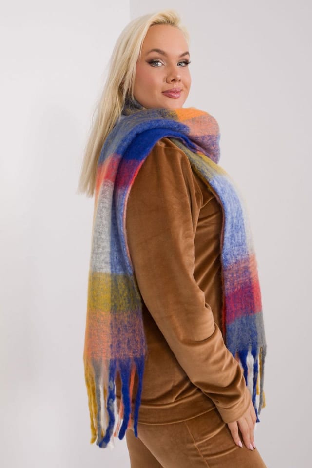 Love Lace Love Lace Women's Colorful Plaid Polyester Scarf with Tassels for Winter Warmth in Yellow - 2
