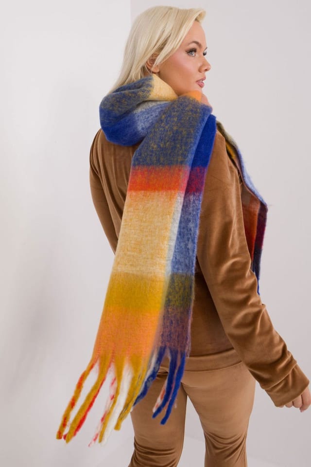 Love Lace Love Lace Women's Colorful Plaid Polyester Scarf with Tassels for Winter Warmth in Yellow - 3