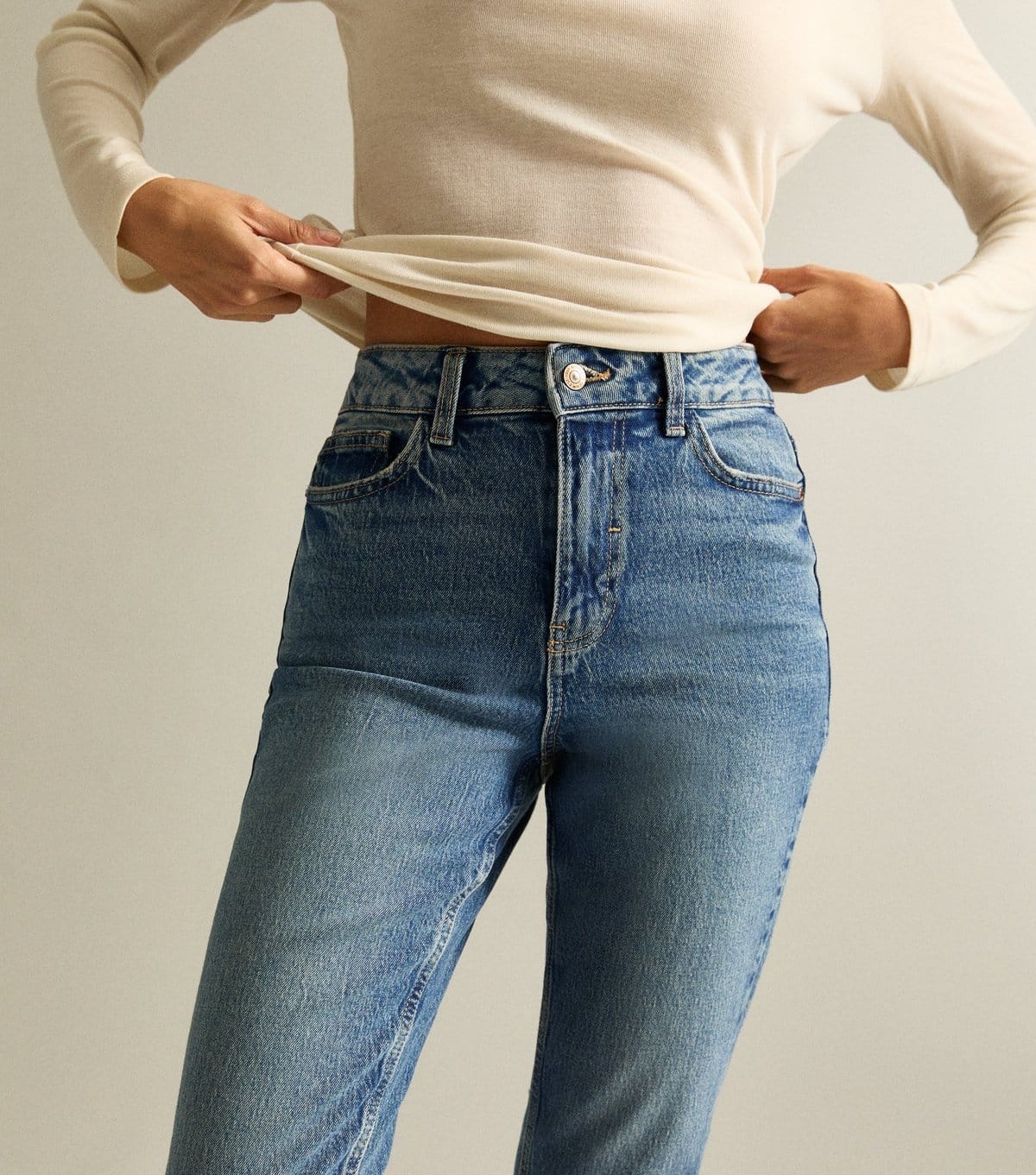 New Look Women's Blue Vintage Tint High Waist Tori Mom Jeans New Look - 4