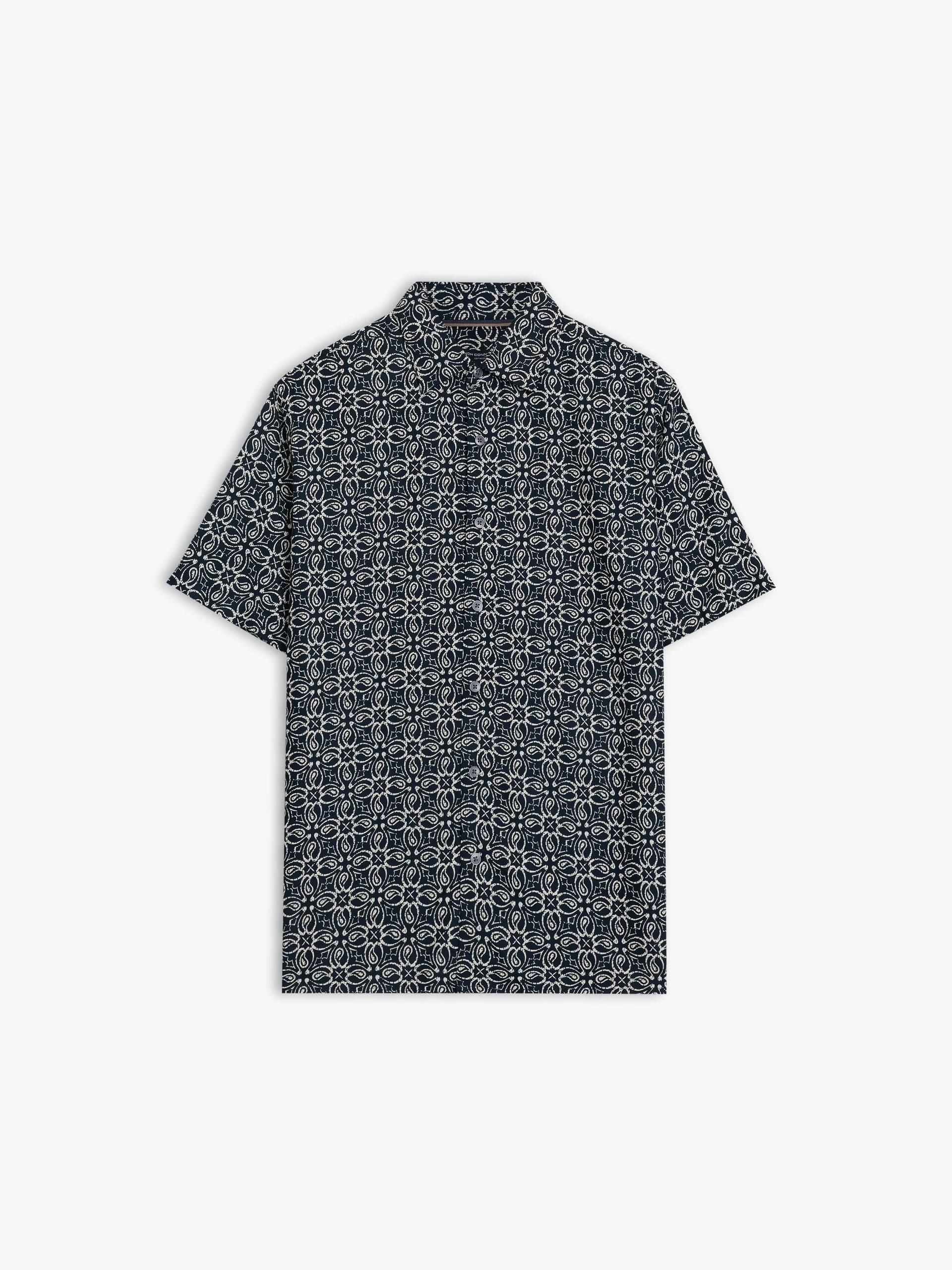 French Connection Short Sleeve Floral Print Shirt Navy/Cream/White