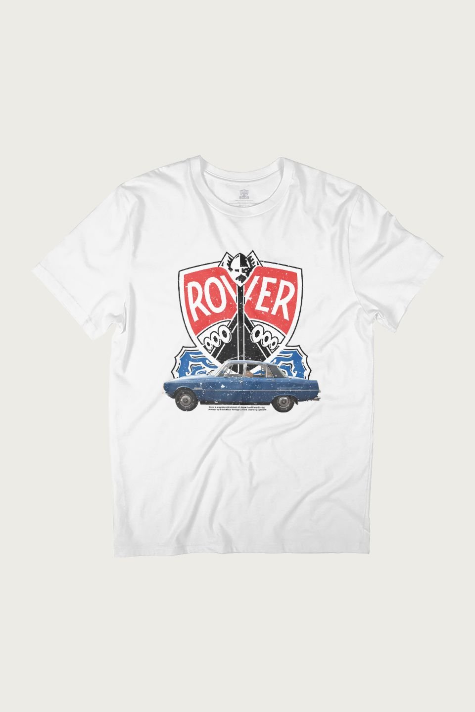Rover Rover Men's P6 2000 Car 1930's Badge Logo British Motor Heritage T-Shirt in White - 2