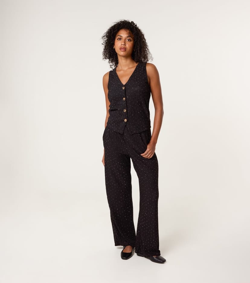 Blue Vanilla Women's Black Diamante Embellished Waistcoat and Trousers Set Blue Vanilla New Look - 1