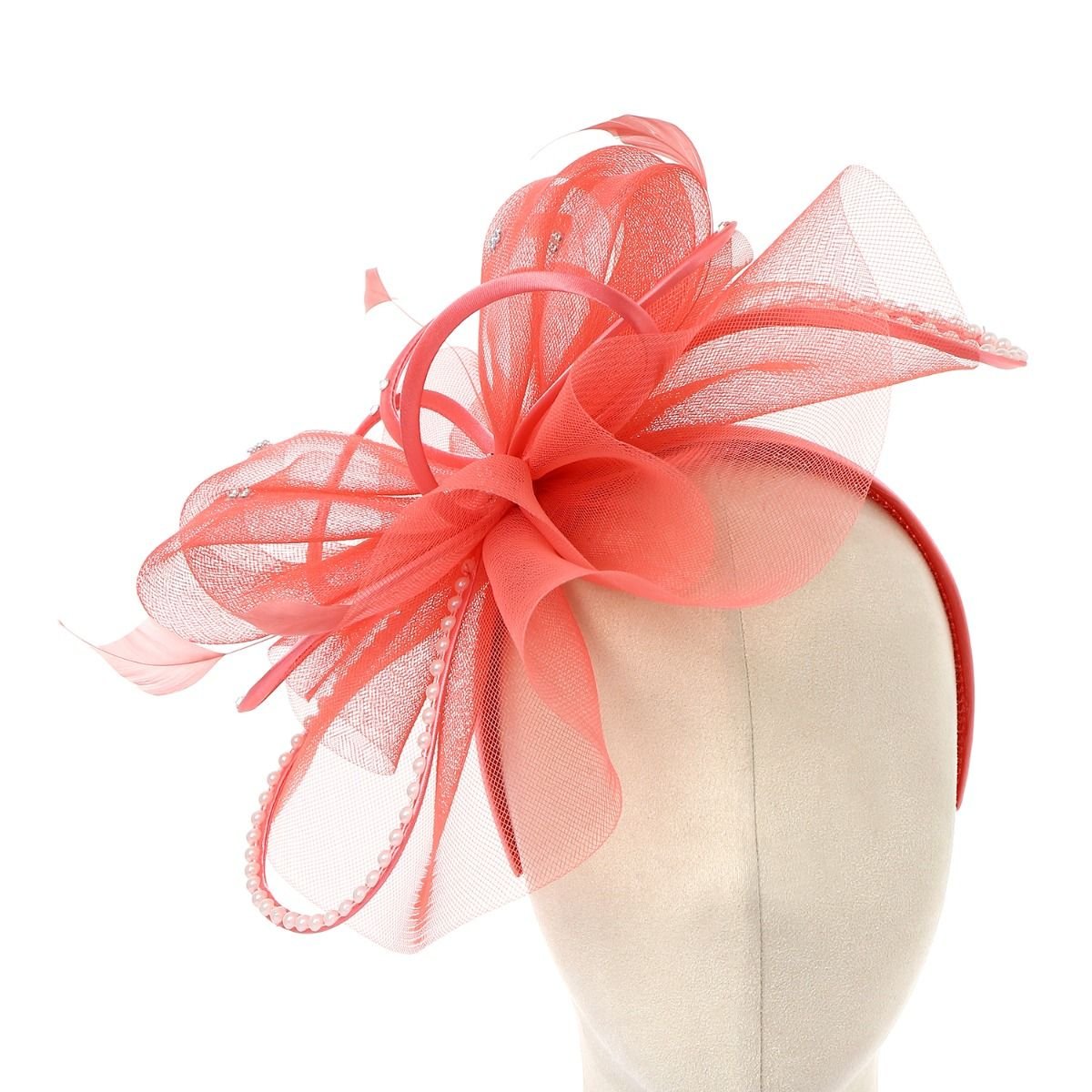 PEACH ACCESSORIES PEACH ACCESSORIES Women's Jewelled Temptation Exquisite Feathered Fascinator in Nude - 3