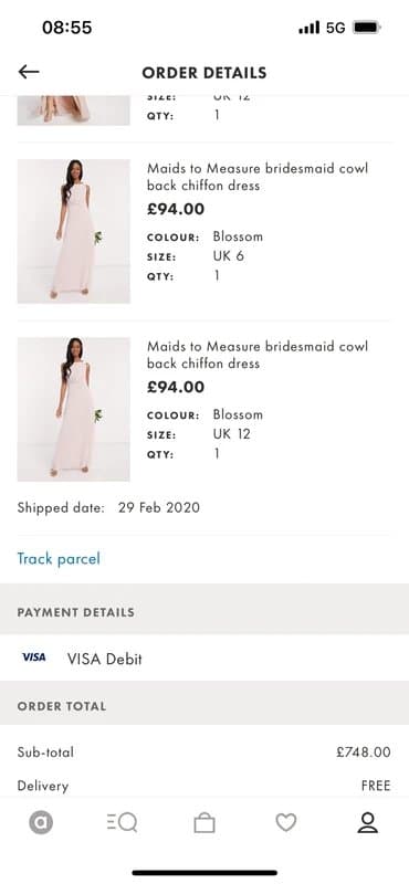ASOS Bridesmaid dress size 6
