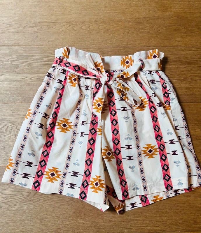 Never Fully Dressed Never Fully Dressed high waisted Aztec boho paper bag festival cotton striped shorts (10)