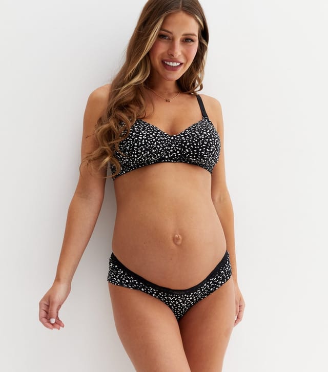 New Look Women's Maternity 3 Pack Pale Blue Cream and Black Animal Print Briefs New Look - 2