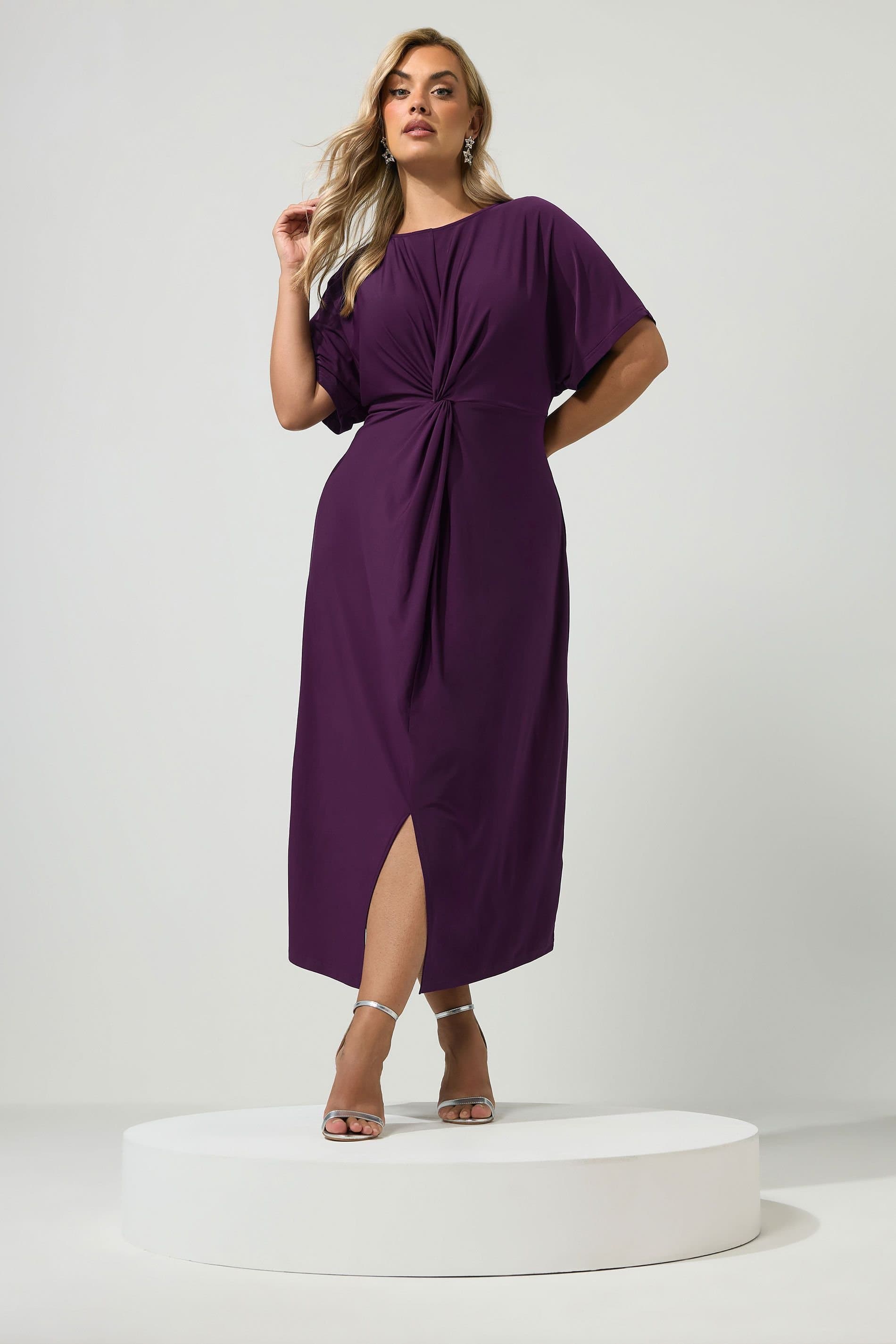 Yours Yours Women's Knot Front Maxi Dress in Purple