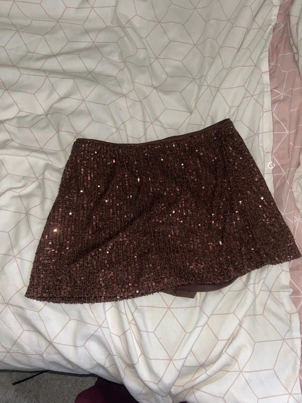 ASOS Design Brown sequin skirt with shorts