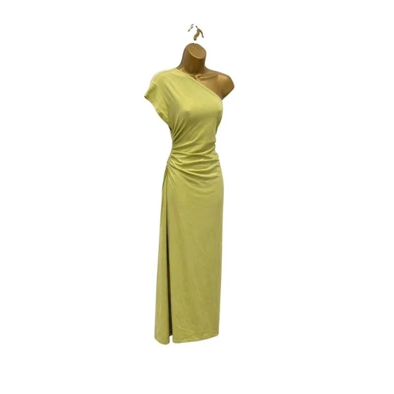 ASOS Design ASOS Design one shoulder ruched maxi dress lime green size 16 Tall
