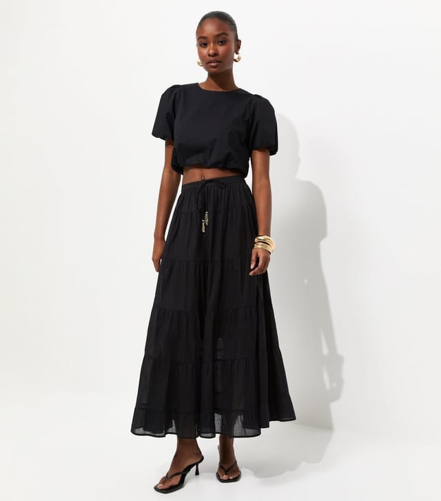 New Look Women's Black Tiered Midi Skirt New Look - 3