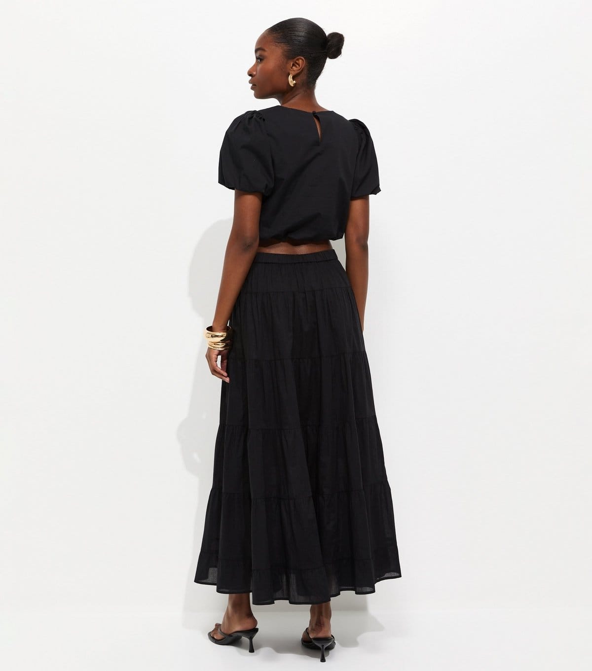 New Look Women's Black Tiered Midi Skirt New Look - 4