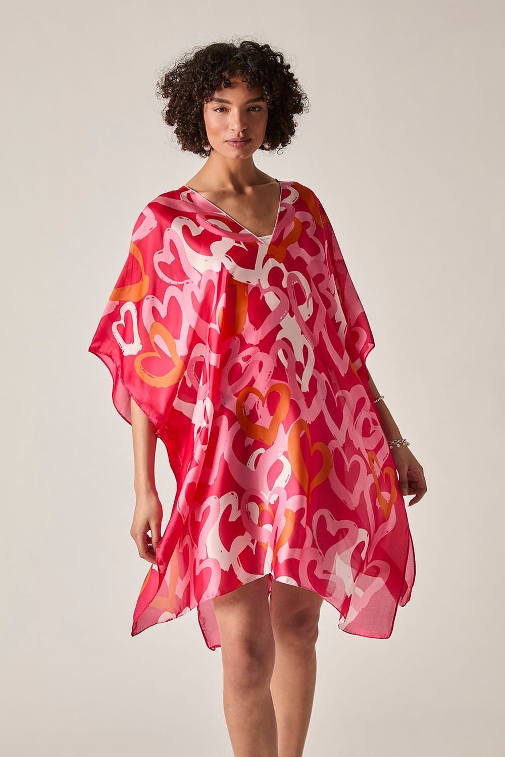 James Lakeland James Lakeland Women's Red Heart Print Kaftan