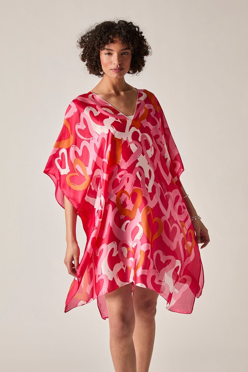 James Lakeland Women's Red Heart Print Kaftan