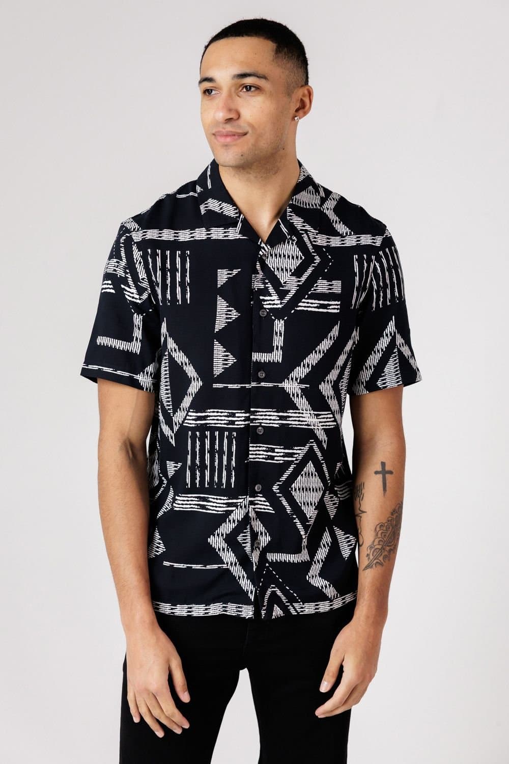 French Connection French Connection Men's Black Tribal Print Shirt