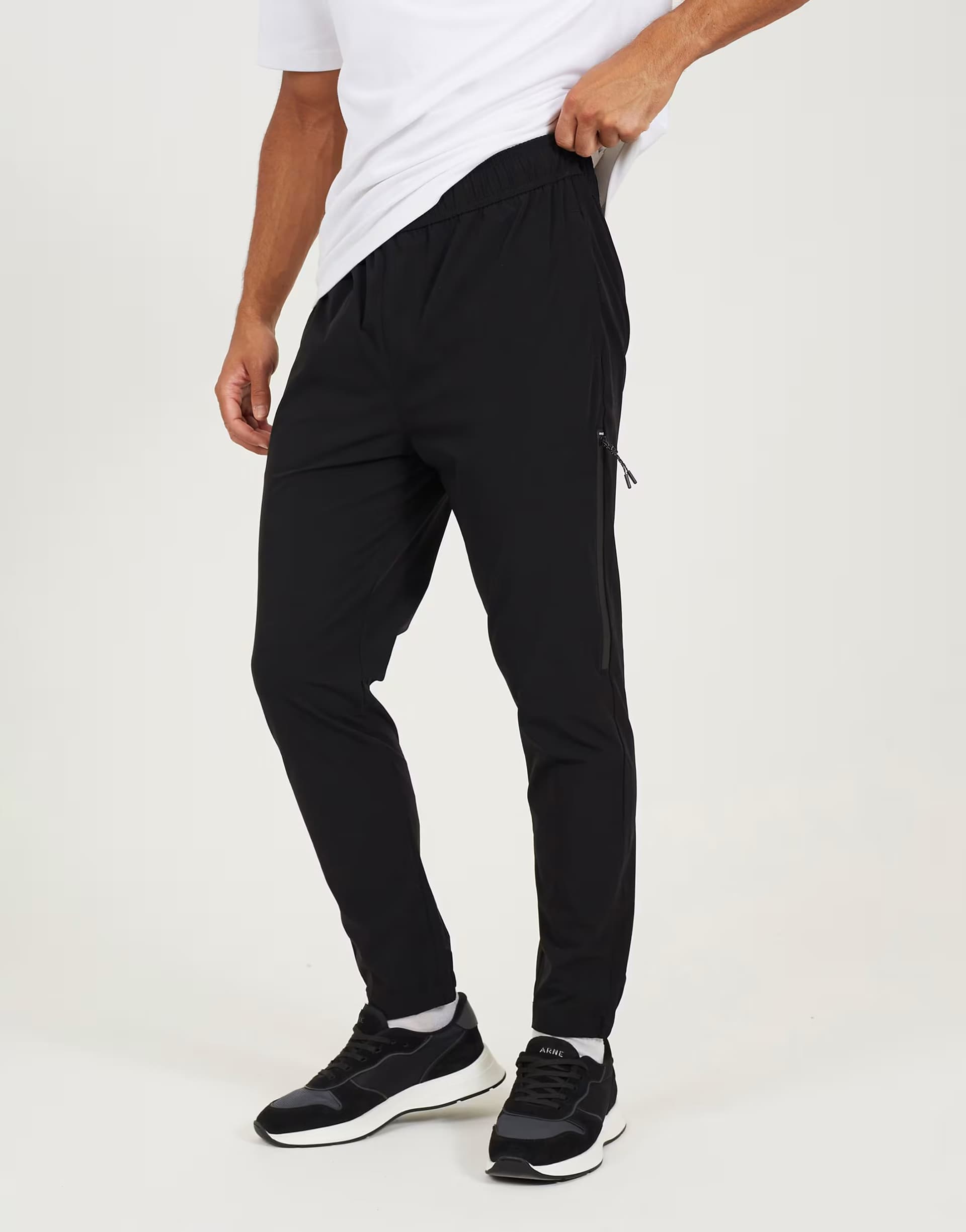 ASOS Brave Soul Zip detail cuffed trousers with elasticated waist in black