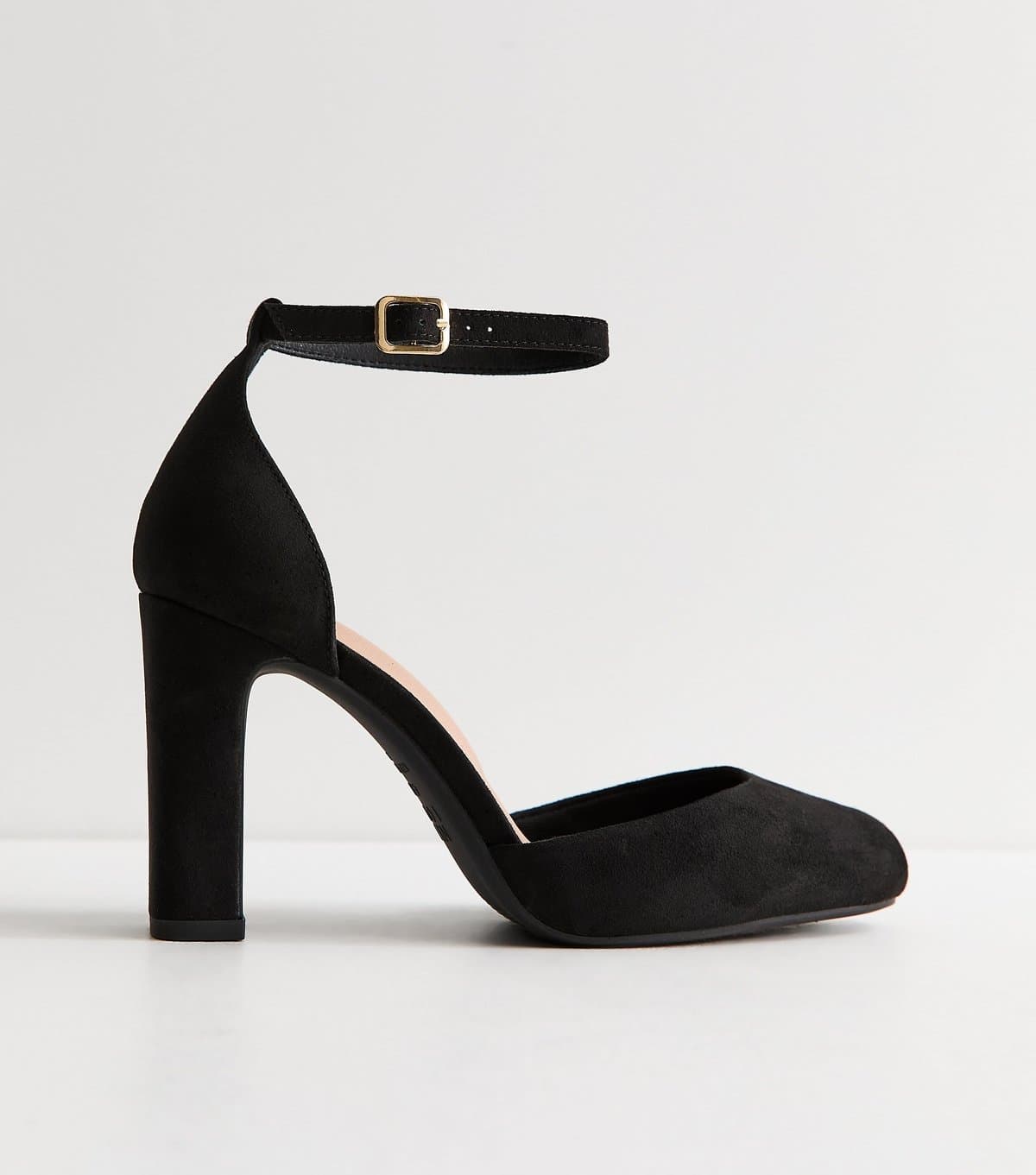 New Look Women's Wide Fit Black Faux Suede Mary Jane Heels Vegan New Look